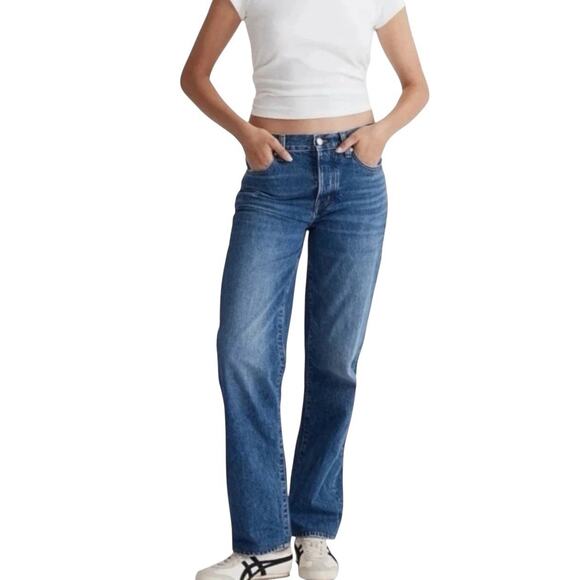 Madewell Jeans Womens Size 26 (30X29) Blue Low Slung Straight Fly Button Cotton - Picture 1 of 6